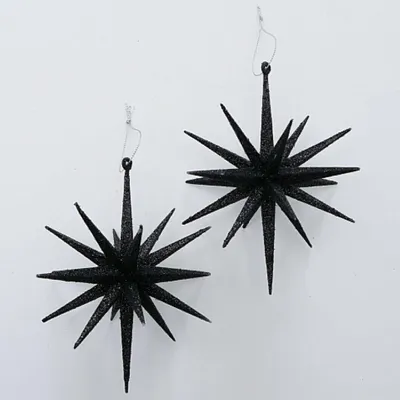 Immagine prodotto di Stella appendi decorazioni in plastica decorazione natalizia nera H 15 cm set di 2