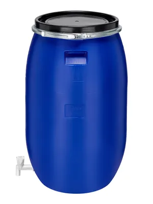 Image de Garronda 120L Fût en plastique 120L Fût à grande ouverture avec couvercle et robinet en HDPE pour maison&jardin GD-0091, Bleu