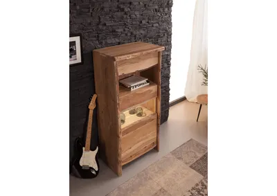 Produktbild von MASSIVMOEBEL24 Vitrine Akazie 71x45x147 natur lackiert PURE ACACIA #110