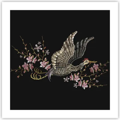 Produktbild von Poster - Poster ohne Rahmen - Asiatisch Vogel Blumen - 50x50 cm - Wand Bild - Wanddeko - Wandbilder - Kunstposter - Wandposter - Bilder - Kunstdruck - Wanddekoration - Wandbild - P2XAC50x50-4614