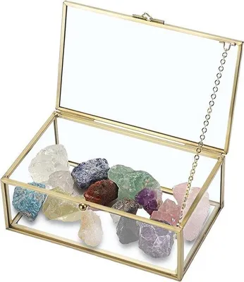 Zdjęcie produktu dla Szklane pudełko na biżuterię na ślub, 24 x 15 x 8 cm – przezroczyste, styl antyczny