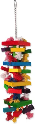 Immagine prodotto di Giocattolo UCCELLINO appeso colorato - con corde e legno 54 cm