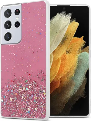 Produktbild von Cadorabo Hülle für Samsung Galaxy S21 ULTRA Schutz Hülle in Rosa Handyhülle TPU Etui Glitter Cover Case Glitzer