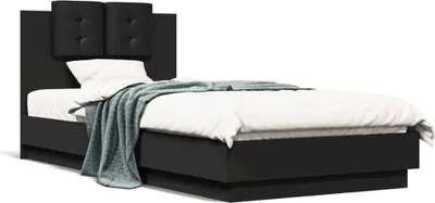 Obrázek produktu pro Maison Exclusive - Rám postele s čelem a LED osvětlením černý 100 x 200 cm