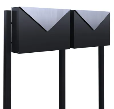 Produktbild von Briefkastenanlage Letter for Two in Schwarz mit Edelstahlklappe