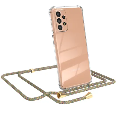 Produktbild von EAZY CASE Handykette kompatibel mit Samsung Galaxy A23 5G, Handyhülle mit Umhängeband, Handykordel, Schutzhülle Clear, Band in Bunt