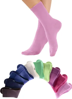 Produktbild von H.I.S. Freizeitsocken Damen und Herren Atmungsaktiver Baumwollanteil; Business, Basic 10 -teilig 1x rosa, 1x pink, 1x altrosa, 3x blau, 1x braun, 2x grün, 1x ecru Größe 47/48