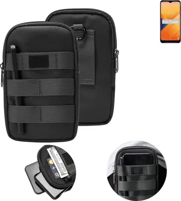 Produktbild von K-S-Trade Holster Gürtel Tasche kompatibel mit Wiko Y81 Handy Tasche Schutz Hülle dunkel-grau viele Fächer, 1x