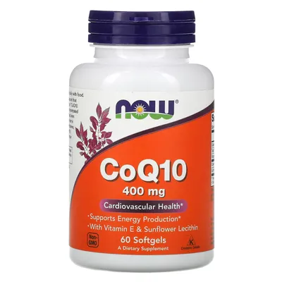 Produktbild von NOW Foods CoQ10 Lecytyna Witamina E 400mg 60 kaps