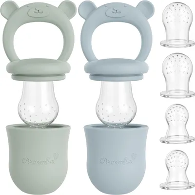 Produktbild von Baby Fruchtsauger 2 Stück, grün und blau, Silikon, für Babynahrung