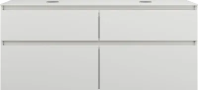 Produktbild von burgbad Lin20 Waschtischunterschrank inklusive Konsolenplatte, 2 Beckenausschnitte, 4 Auszüge, 1402x552x611mm, SGRC140F5351