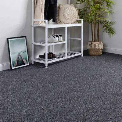 Produktbild von Steffensmeier Teppichboden Meddon Meterware  | Auslegware für Kinderzimmer Wohnzimmer Schlafzimmer | Anthrazit, Größe: 400x100 cm