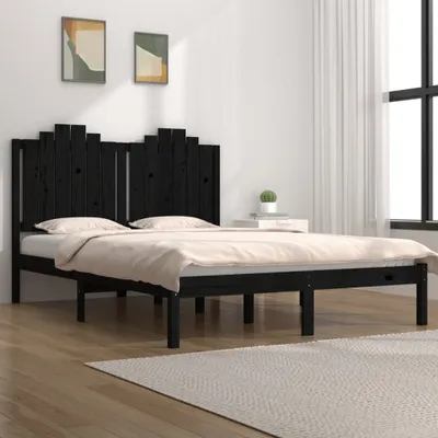 Produktbild von The Living Store Massivholzbett Schwarz Kiefer 200x200 cm