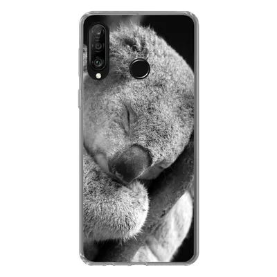 Produktbild von MuchoWow® Handyhülle Schutzhülle Hülle für Huawei P30 Lite Schlafender Koala auf schwarzem Hintergrund Silikon Softcase Handy Hülle - Handyhülle