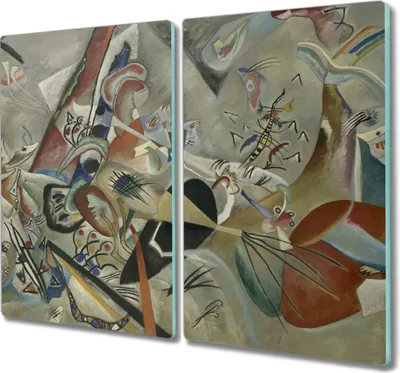 Produktbild von Coloray Herdabdeckplatte 2x30x52 cm Schneidebrett Kochplattenabdeckung Küchenbrett Hackbrett - Tiere abstractionism