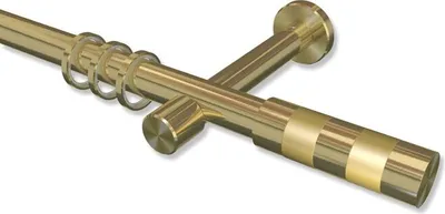 Produktbild von Interdeco Gardinenstange, Vorhangstange Messing-Optik Modell Prestige Mavell, 20 mm Ø 1-läufig, 220 cm