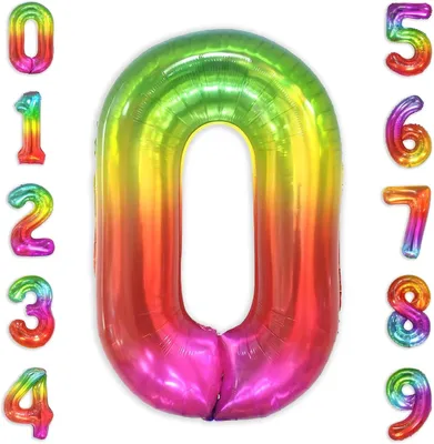 Imagen del producto de Globos de números de colores del arcoíris, 101,6 cm, números del 0 al 9, para fiestas de cumpleaños
