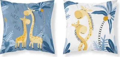 Immagine prodotto di Detexpol Federa in cotone 40x40 Stay wild and fun giraffe blu bianco reversibile PSBA 19 A Mayamoo 26