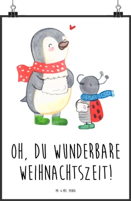 Produktbild von Mr. & Mrs. Panda Bild Smörle Winterzeit DIN A1 - Weiß - Geschenk, drucke, Kunstdruck, Weihnachten, wanddeko, Grüße, Plakat, Wandbild, Weihnachtsgruß, Weihnachtszeit