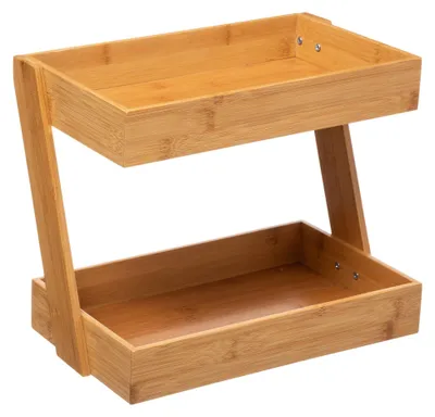 Produktbild von Küchen-Organizer aus Bambus mit 2 Ablagen braun Modern Deko