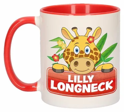 Produktbild von Lilly Longneck Becher - rot/weis - Keramik - 300 ml - Kinderbecher