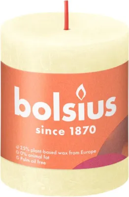 Produktbild von Bolsius Rustik Stumpenkerze Zartes Gelb 80/68mm