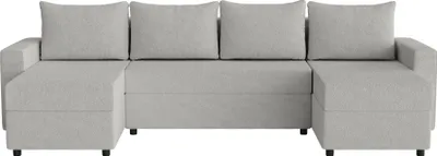 Produktbild von FEDVE Ecksofa Goka U aus Bouclé-Stoff mit Schlaffunktion, Grau