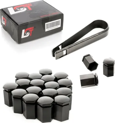 Produktbild von 20x Radschrauben Kappen Radschraubenkappen lang 17 mm schwarz für VW SEAT SKODA