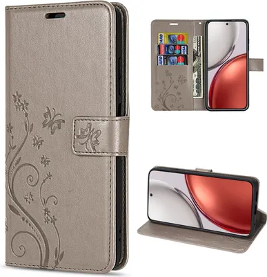 Produktbild von Hülle für Honor Magic 8 Lite Handyhülle Schutzhülle Wallet Case Klapphülle Etui Grau