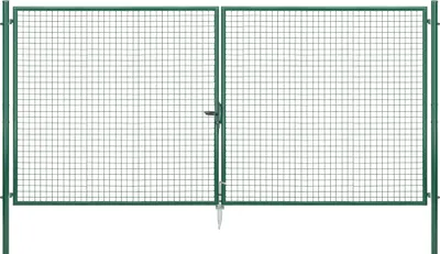 Produktbild von Alberts Wellengitter-Doppeltor mit Zubehör, Breite 400 cm, Höhe 200 cm, grün, zum Einbetonieren, Pfostentärke 76 mm