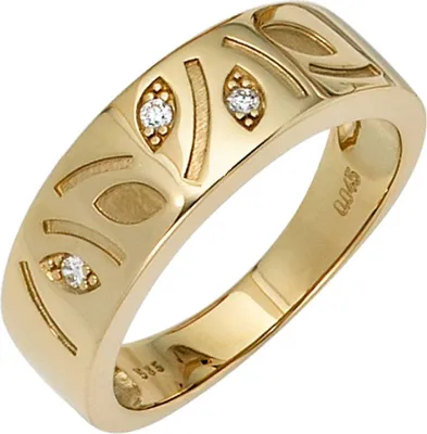Produktbild von JOBO Damen Ring 585 Gold Gelbgold teilmattiert 3 Diamanten Brillanten 0,04ct. Größe 60