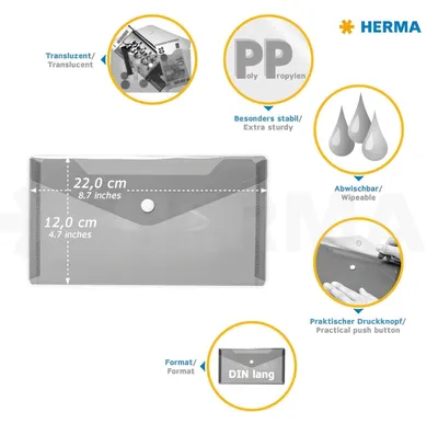 Productafbeelding van HERMA 20032, documententas, polypropyleen, DIN-formaat, wit