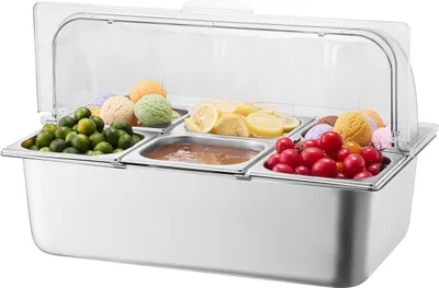 Immagine prodotto di Contenitore da banco per la presentazione di alimenti Vassoio dispenser per condimenti a 6 scomparti