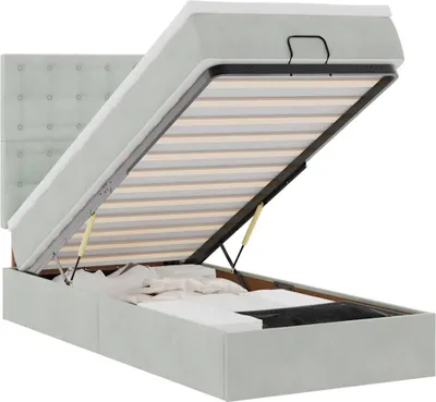 Obrázok produktu pre vidaXL Osmanská posteľ s matracmi svetlosivá 90x200 cm zamat