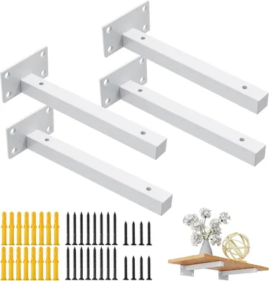 Zdjęcie produktu dla Półka ścienna 35 cm, 4 sztuki, 90 kg nośność, stal nierdzewna, biała, do salonu