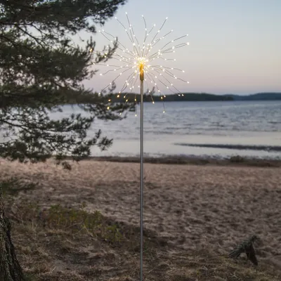 LED Dekostab 'Firework' - H: 110cm - 160 kleine daylight LED - inkl. Trafo - outdoor - silber