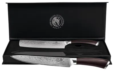 Produktbild von Chef Cuisine Damast Messer 2er-Set, Ebenholz, Nakiri | Fleischmesser