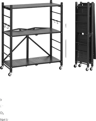 Image de Étagère de stockage, pliable et portable, mobilité facile, 3 pneus 13x30x36in