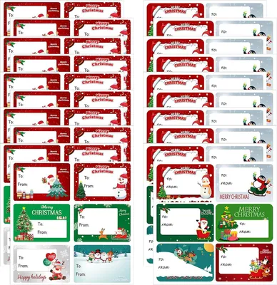 Imagen del producto de Pegatinas para adornos de regalos navideños, 120 unidades, 12 diseños, autoadhesivas, para regalos