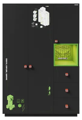 Produktbild von roba Kleiderschrank - 134 x 200 cm - 3 Türen - 3 Schubladen - Grün - Schwarz