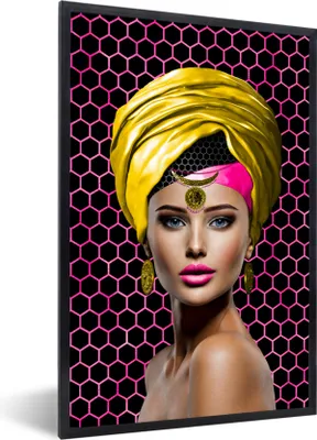 Produktbild von MuchoWow® MuchoWow® Gerahmtes Poster Frau - Farben - Abstrakt 20x30 cm - Poster mit zchwarzem Bilderrahmen - Drucken - Bilder Poster im Rahmen