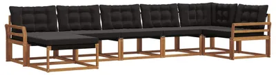 Produktbild von vidaXL Outdoor-Sofagarnitur mit Kissen 7 pcs Natürlich und Schwarz