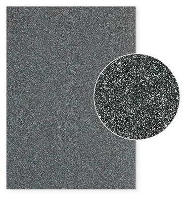 Produktbild von Plottermarie Plotterfolie Mega Glitter für kreative Veredelungen – Plotterfolie für Textildruck, T-Shirts, Baumwolle, Polyester, DIY & Spezialeffekte A4 - 949 Black Silver