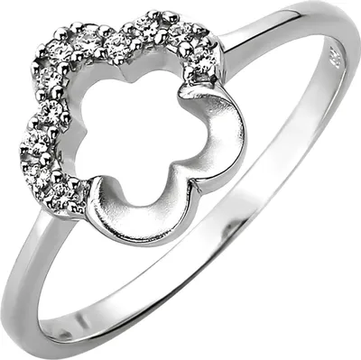 Produktbild von Damen Ring Blume aus 925 Silber mit 11 Zirkonia Silberring Fingerring rhodiniert Innenumfang 56mm  Ø17.8mm