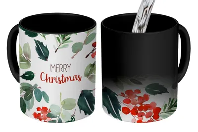 Obrázok produktu pre KitchenYeah® Magický hrnček Magický hrnček Magické Vianoce - citát - Akvarel 350 ml Hrnček na zmenu farby Nápad na darček - Magický hrnček - Foto hrnček - Keramické hrnčeky - Obrázky - Šálka na kávu - Hrnček na nápoje