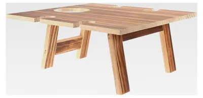 Produktbild von Klappbarer Weintisch mit Weinregal – Tragbarer Picknicktisch für den Außenbereich, kompakt und leicht für Camping, Strand und Garten