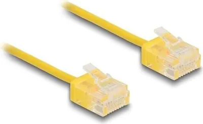 Produktbild von Delock RJ45 Netzwerkkabel Cat.6 UTP Ultra Slim 5 m gelb mit kurzen Steckern