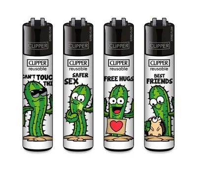 Produktbild von Clipper Feuerzeug 4er Set Kaktus