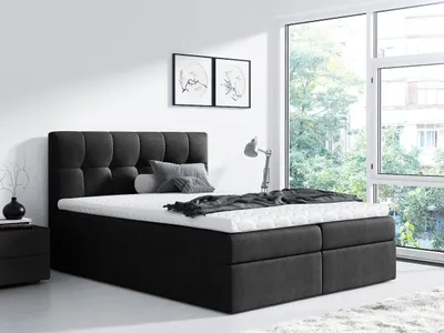 Obrázek produktu pro Jednoduchá postel Rex 140x200, černá + TOPPER