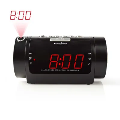 Produktbild von Nedis Digital-Wecker-Radio - LED - Zeitprojektion - AM / FM - Snooze-Funktion - Sleep Timer - Anzahl Alarme: 2 - Schwarz